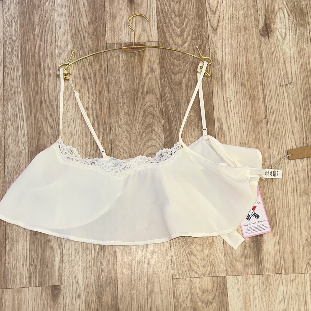 Silk White Lace Trim Camisole